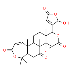 ChemSpider 2D Image | 8-(2-Hydroxy-5-oxo-2,5-dihydro-3-furanyl)-1,1,5a,7a,11b-pentamethyl-5b,6,7,7a,8,11b,13,13a-octahydrooxireno[4,4a]isochromeno[6,5-g][2]benzoxepine-3,10,12(1H,5aH,10aH)-trione | C26H30O9