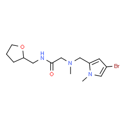 ChemSpider 2D Image | N~2~-[(4-Bromo-1-methyl-1H-pyrrol-2-yl)methyl]-N~2~-methyl-N-(tetrahydro-2-furanylmethyl)glycinamide | C14H22BrN3O2