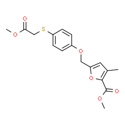 ChemSpider 2D Image | Methyl 5-({4-[(2-methoxy-2-oxoethyl)sulfanyl]phenoxy}methyl)-3-methyl-2-furoate | C17H18O6S