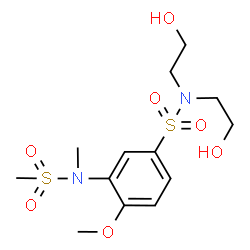 ChemSpider 2D Image | N,N-Bis(2-hydroxyethyl)-4-methoxy-3-[methyl(methylsulfonyl)amino]benzenesulfonamide | C13H22N2O7S2