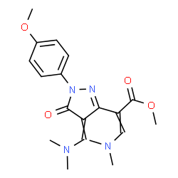 ChemSpider 2D Image | Methyl 3-(dimethylamino)-2-{4-[(dimethylamino)methylene]-1-(4-methoxyphenyl)-5-oxo-4,5-dihydro-1H-pyrazol-3-yl}acrylate | C19H24N4O4