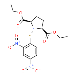 ChemSpider 2D Image | Diethyl (2R,5S)-1-[(2,4-dinitrophenyl)sulfanyl]-2,5-pyrrolidinedicarboxylate | C16H19N3O8S