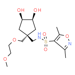 ChemSpider 2D Image | N-({(1s,3R,4S)-3,4-Dihydroxy-1-[(2-methoxyethoxy)methyl]cyclopentyl}methyl)-3,5-dimethyl-1,2-oxazole-4-sulfonamide | C15H26N2O7S