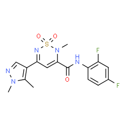 ChemSpider 2D Image | N-(2,4-Difluorophenyl)-5-(1,5-dimethyl-1H-pyrazol-4-yl)-2-methyl-2H-1,2,6-thiadiazine-3-carboxamide 1,1-dioxide | C16H15F2N5O3S