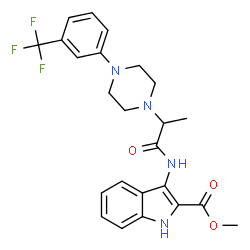 ChemSpider 2D Image | Methyl 3-[(2-{4-[3-(trifluoromethyl)phenyl]-1-piperazinyl}propanoyl)amino]-1H-indole-2-carboxylate | C24H25F3N4O3