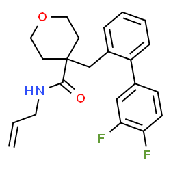 ChemSpider 2D Image | N-Allyl-4-[(3',4'-difluoro-2-biphenylyl)methyl]tetrahydro-2H-pyran-4-carboxamide | C22H23F2NO2