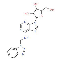 ChemSpider 2D Image | N-(1H-Benzotriazol-1-ylmethyl)-9-pentofuranosyl-9H-purin-6-amine | C17H18N8O4