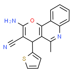 ChemSpider 2D Image | 2-Amino-5-methyl-4-(2-thienyl)-4H-pyrano[3,2-c]quinoline-3-carbonitrile | C18H13N3OS