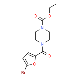 ChemSpider 2D Image | Ethyl 4-(5-bromo-2-furoyl)-1-piperazinecarboxylate | C12H15BrN2O4