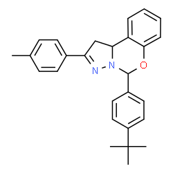 ChemSpider 2D Image | 5-(4-tert-butylphenyl)-2-(4-methylphenyl)-1,10b-dihydropyrazolo[1,5-c][1,3]benzoxazine | C27H28N2O