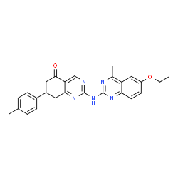 ChemSpider 2D Image | 2-[(6-Ethoxy-4-methyl-2-quinazolinyl)amino]-7-(4-methylphenyl)-7,8-dihydro-5(6H)-quinazolinone | C26H25N5O2