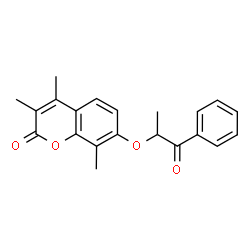 ChemSpider 2D Image | 3,4,8-Trimethyl-7-[(1-oxo-1-phenyl-2-propanyl)oxy]-2H-chromen-2-one | C21H20O4
