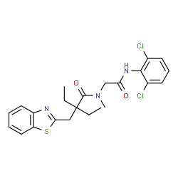 ChemSpider 2D Image | 2-(1,3-Benzothiazol-2-ylmethyl)-N-{2-[(2,6-dichlorophenyl)amino]-2-oxoethyl}-2-ethyl-N-methylbutanamide | C23H25Cl2N3O2S