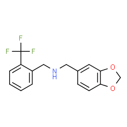 ChemSpider 2D Image | 1-(1,3-Benzodioxol-5-yl)-N-[2-(trifluoromethyl)benzyl]methanamine | C16H14F3NO2