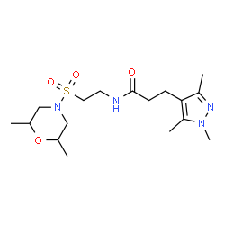 ChemSpider 2D Image | N-{2-[(2,6-Dimethyl-4-morpholinyl)sulfonyl]ethyl}-3-(1,3,5-trimethyl-1H-pyrazol-4-yl)propanamide | C17H30N4O4S