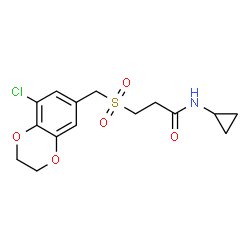 ChemSpider 2D Image | 3-{[(8-Chloro-2,3-dihydro-1,4-benzodioxin-6-yl)methyl]sulfonyl}-N-cyclopropylpropanamide | C15H18ClNO5S