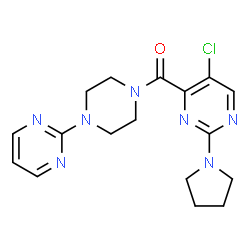 ChemSpider 2D Image | [5-Chloro-2-(1-pyrrolidinyl)-4-pyrimidinyl][4-(2-pyrimidinyl)-1-piperazinyl]methanone | C17H20ClN7O