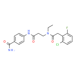 ChemSpider 2D Image | 4-({N-[(2-Chloro-6-fluorophenyl)acetyl]-N-ethyl-beta-alanyl}amino)benzamide | C20H21ClFN3O3