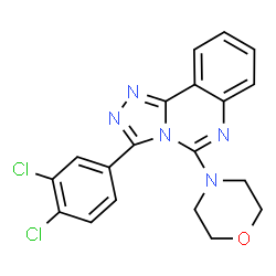 ChemSpider 2D Image | 3-(3,4-Dichlorophenyl)-5-(4-morpholinyl)[1,2,4]triazolo[4,3-c]quinazoline | C19H15Cl2N5O
