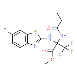 ChemSpider 2D Image | Methyl 3,3,3-trifluoro-N-(6-fluoro-1,3-benzothiazol-2-yl)-2-(propionylamino)alaninate | C14H13F4N3O3S