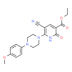 ChemSpider 2D Image | Ethyl 5-cyano-6-[4-(4-methoxyphenyl)-1-piperazinyl]-2-oxo-1,2-dihydro-3-pyridinecarboxylate | C20H22N4O4