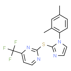 ChemSpider 2D Image | 2-{[1-(2,4-Dimethylphenyl)-1H-imidazol-2-yl]sulfanyl}-4-(trifluoromethyl)pyrimidine | C16H13F3N4S
