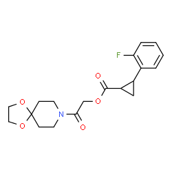 ChemSpider 2D Image | 2-(1,4-Dioxa-8-azaspiro[4.5]dec-8-yl)-2-oxoethyl 2-(2-fluorophenyl)cyclopropanecarboxylate | C19H22FNO5
