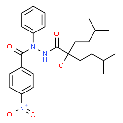 ChemSpider 2D Image | N'-[2-Hydroxy-5-methyl-2-(3-methylbutyl)hexanoyl]-4-nitro-N-phenylbenzohydrazide | C25H33N3O5