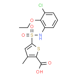 ChemSpider 2D Image | 5-[(3-Chloro-2-ethoxyphenyl)sulfamoyl]-3-methyl-2-thiophenecarboxylic acid | C14H14ClNO5S2