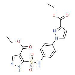 ChemSpider 2D Image | Ethyl 1-[4-({[4-(ethoxycarbonyl)-1H-pyrazol-5-yl]sulfonyl}amino)phenyl]-1H-pyrazole-3-carboxylate | C18H19N5O6S