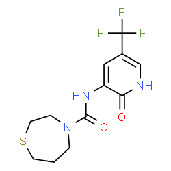 ChemSpider 2D Image | N-[2-Oxo-5-(trifluoromethyl)-1,2-dihydro-3-pyridinyl]-1,4-thiazepane-4-carboxamide | C12H14F3N3O2S