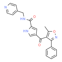 ChemSpider 2D Image | 4-[(5-Methyl-3-phenyl-1,2-oxazol-4-yl)carbonyl]-N-(4-pyridinylmethyl)-1H-pyrrole-2-carboxamide | C22H18N4O3
