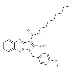 ChemSpider 2D Image | Octyl 2-amino-1-(4-methoxybenzyl)-1H-pyrrolo[2,3-b]quinoxaline-3-carboxylate | C27H32N4O3