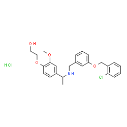 ChemSpider 2D Image | 2-{4-[1-({3-[(2-Chlorobenzyl)oxy]benzyl}amino)ethyl]-2-methoxyphenoxy}ethanol hydrochloride (1:1) | C25H29Cl2NO4