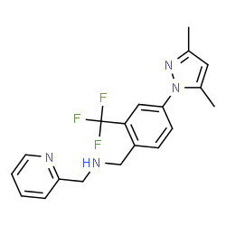 ChemSpider 2D Image | 1-[4-(3,5-Dimethyl-1H-pyrazol-1-yl)-2-(trifluoromethyl)phenyl]-N-(2-pyridinylmethyl)methanamine | C19H19F3N4