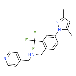 ChemSpider 2D Image | 1-[4-(3,5-Dimethyl-1H-pyrazol-1-yl)-2-(trifluoromethyl)phenyl]-N-(4-pyridinylmethyl)methanamine | C19H19F3N4