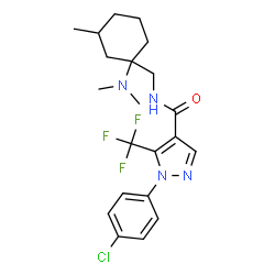 ChemSpider 2D Image | 1-(4-Chlorophenyl)-N-{[1-(dimethylamino)-3-methylcyclohexyl]methyl}-5-(trifluoromethyl)-1H-pyrazole-4-carboxamide | C21H26ClF3N4O