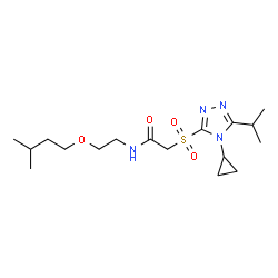 ChemSpider 2D Image | 2-[(4-Cyclopropyl-5-isopropyl-4H-1,2,4-triazol-3-yl)sulfonyl]-N-[2-(3-methylbutoxy)ethyl]acetamide | C17H30N4O4S