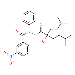 ChemSpider 2D Image | N'-[2-Hydroxy-5-methyl-2-(3-methylbutyl)hexanoyl]-3-nitro-N-phenylbenzohydrazide | C25H33N3O5