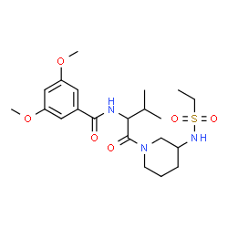 ChemSpider 2D Image | N-(1-{3-[(Ethylsulfonyl)amino]-1-piperidinyl}-3-methyl-1-oxo-2-butanyl)-3,5-dimethoxybenzamide | C21H33N3O6S