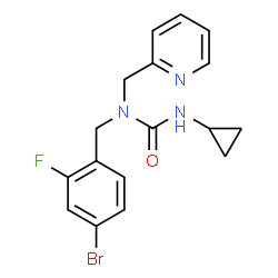 ChemSpider 2D Image | 1-(4-Bromo-2-fluorobenzyl)-3-cyclopropyl-1-(2-pyridinylmethyl)urea | C17H17BrFN3O