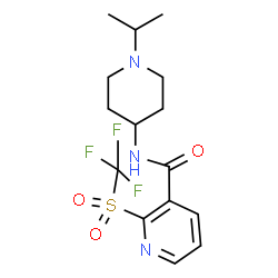 ChemSpider 2D Image | N-(1-Isopropyl-4-piperidinyl)-2-[(trifluoromethyl)sulfonyl]nicotinamide | C15H20F3N3O3S