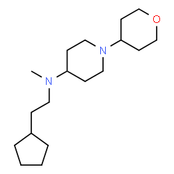 ChemSpider 2D Image | N-(2-Cyclopentylethyl)-N-methyl-1-(tetrahydro-2H-pyran-4-yl)-4-piperidinamine | C18H34N2O