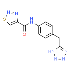 ChemSpider 2D Image | N-[4-(1H-Tetrazol-5-ylmethyl)phenyl]-1,2,3-thiadiazole-4-carboxamide | C11H9N7OS