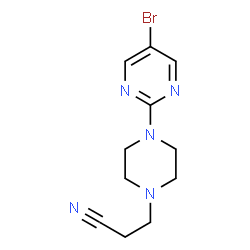 ChemSpider 2D Image | 3-[4-(5-Bromo-2-pyrimidinyl)-1-piperazinyl]propanenitrile | C11H14BrN5