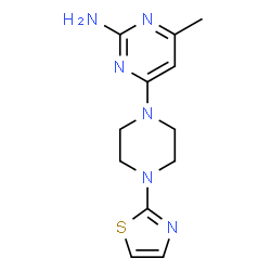 ChemSpider 2D Image | 4-Methyl-6-[4-(1,3-thiazol-2-yl)-1-piperazinyl]-2-pyrimidinamine | C12H16N6S
