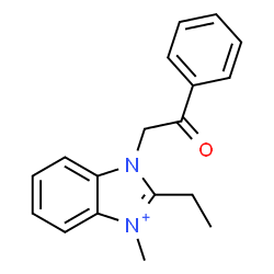 ChemSpider 2D Image | 2-Ethyl-3-methyl-1-(2-oxo-2-phenylethyl)-1H-benzimidazol-3-ium | C18H19N2O