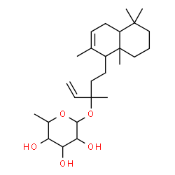 ChemSpider 2D Image | 3-Methyl-5-(2,5,5,8a-tetramethyl-1,4,4a,5,6,7,8,8a-octahydro-1-naphthalenyl)-1-penten-3-yl 6-deoxyhexopyranoside | C26H44O5