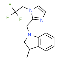 ChemSpider 2D Image | 3-Methyl-1-{[1-(2,2,2-trifluoroethyl)-1H-imidazol-2-yl]methyl}indoline | C15H16F3N3