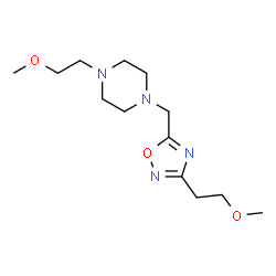 ChemSpider 2D Image | 1-(2-Methoxyethyl)-4-{[3-(2-methoxyethyl)-1,2,4-oxadiazol-5-yl]methyl}piperazine | C13H24N4O3